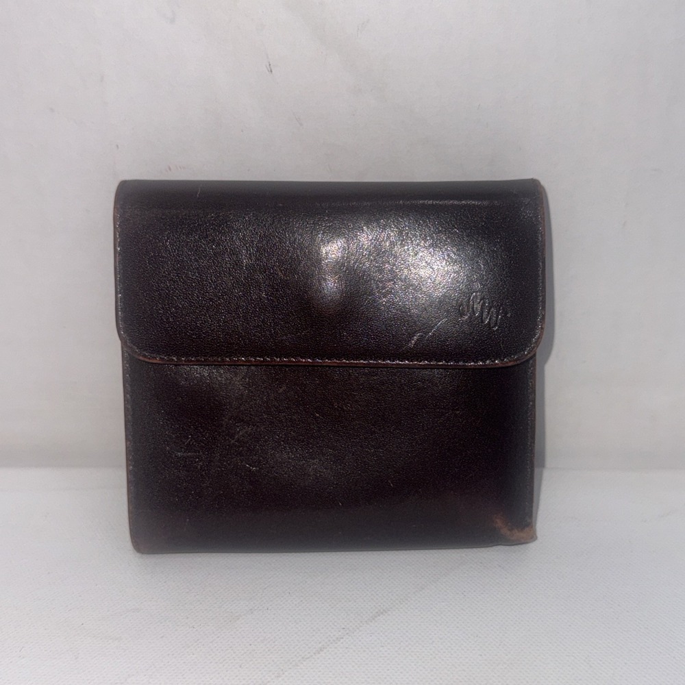 VTG Monsac Original Brown Leather Trifold‎ Wallet Coin Purse Leather Retro Y2K